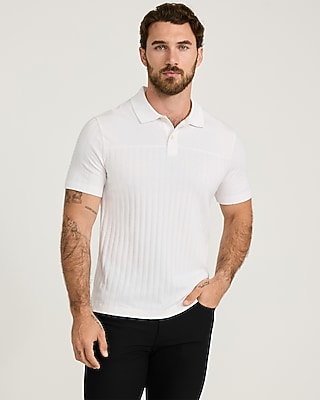 Textured Striped Jacquard Blocked Polo