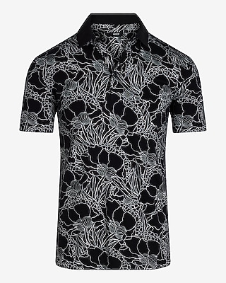 Floral Embroidered Print Cotton Polo