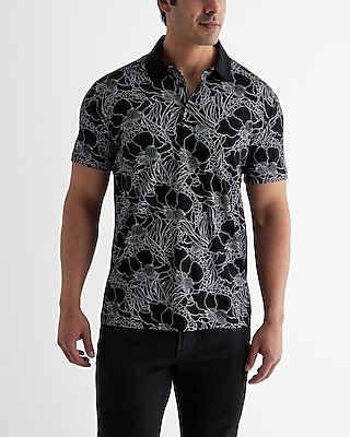 Floral Embroidered Print Cotton Polo