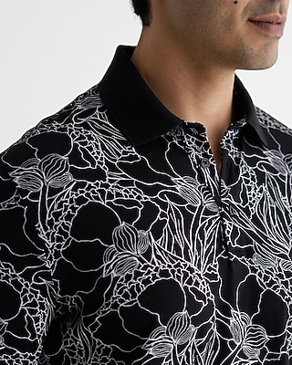 Floral Embroidered Print Cotton Polo