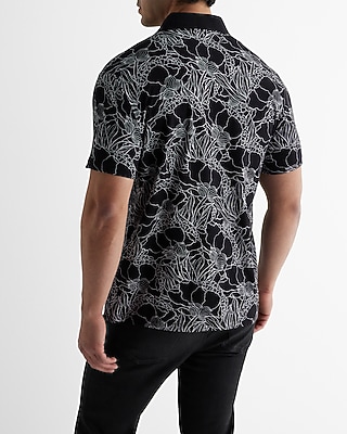 Floral Embroidered Print Cotton Polo