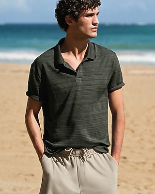 Textured Striped Jacquard Luxe Pique Polo