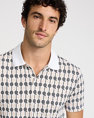 Mini Racket Print Pique Everyday Performance Polo