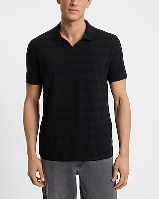 Dobby Textured Floral Striped Cotton Short Sleeve Shirt