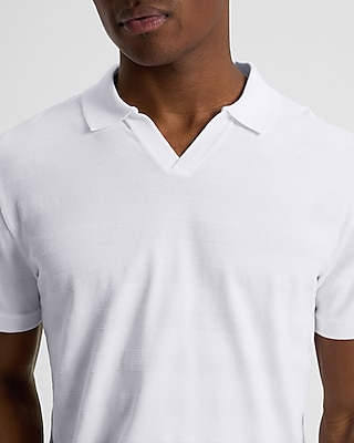 Textured Stripe Cotton Short Sleeve Polo