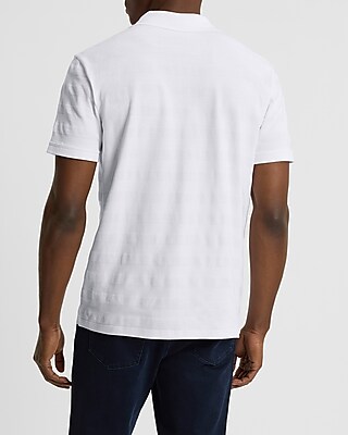 Textured Stripe Cotton Short Sleeve Polo