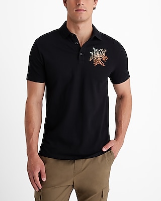 Embroidered Floral Perfect Pima Cotton Pique Polo