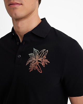 Embroidered Floral Perfect Pima Cotton Pique Polo