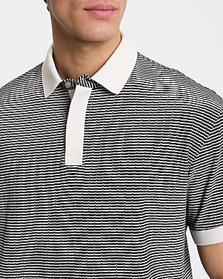 Striped Jacquard Short Sleeve Polo