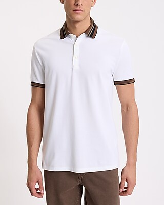 Striped Collar Pique  Perfect Pima Cotton Polo
