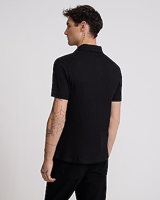 Ribbed Cotton-Blend Short Sleeve Polo