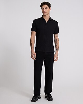 Ribbed Cotton-Blend Short Sleeve Polo
