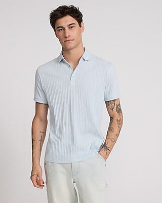 Ribbed Cotton-Blend Short Sleeve Polo