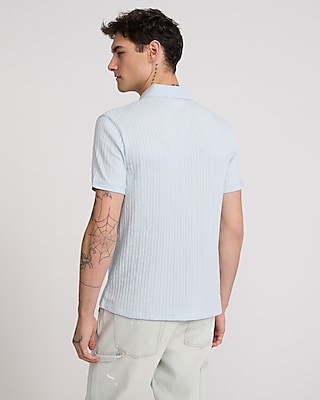 Ribbed Cotton-Blend Short Sleeve Polo