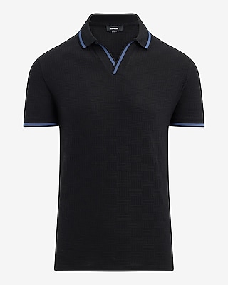 Textured Weave Johnny Collar Polo