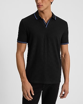 Textured Weave Johnny Collar Polo