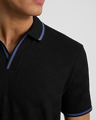 Textured Weave Johnny Collar Polo