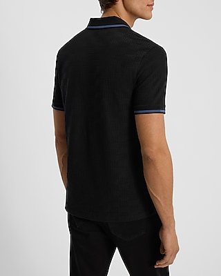 Textured Weave Johnny Collar Polo