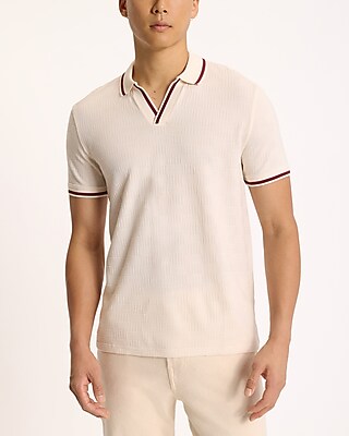 Textured Weave Johnny Collar Polo