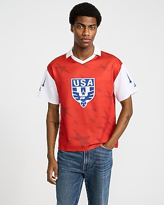 Team USA World Cup Red Color Block Soccer Jersey