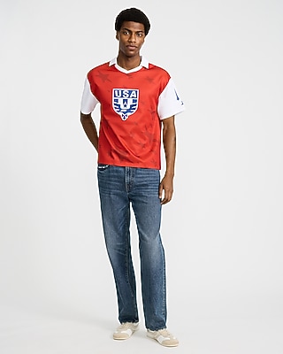 Team USA World Cup Red Color Block Soccer Jersey