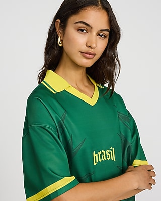 Team Brazil World Cup Green Tipped Soccer Jersey