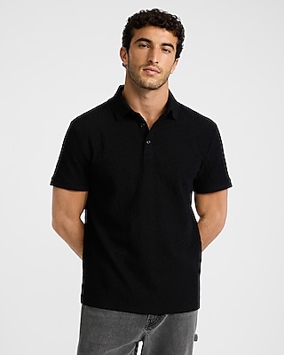 Textured Stripe Cotton Quarter Zip Polo | Express
