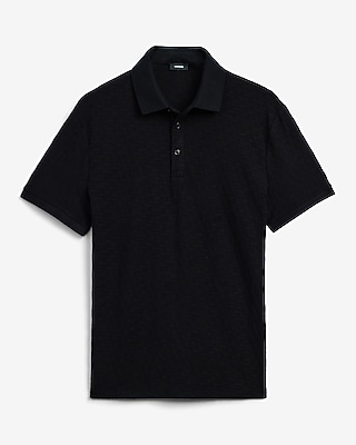 Textured Geo Stretch Cotton Jacquard Polo