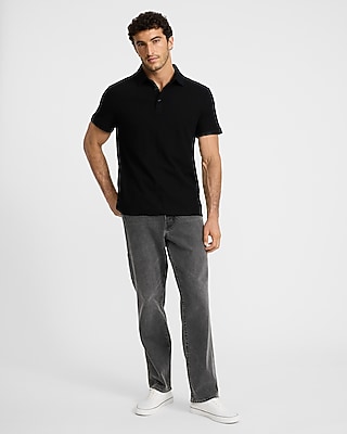 Textured Geo Stretch Cotton Jacquard Polo