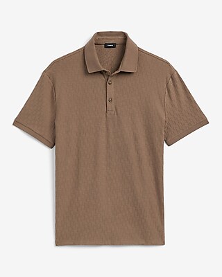 Textured Geo Stretch Cotton Jacquard Polo