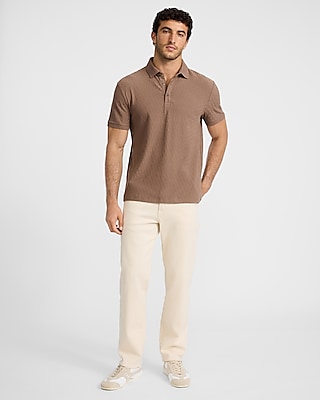 Textured Geo Stretch Cotton Jacquard Polo