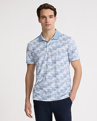 Abstract Floral Pique Everyday Performance Polo