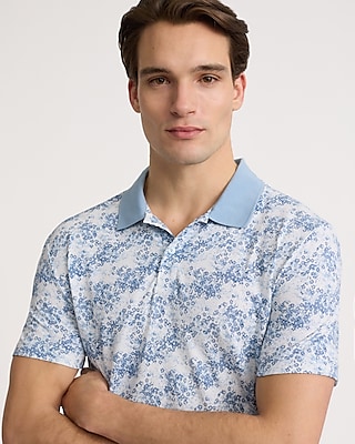 Abstract Floral Pique Everyday Performance Polo