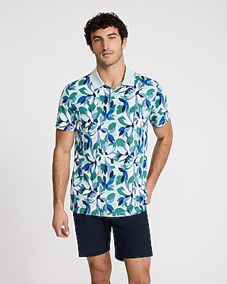 Abstract Floral Pique Everyday Performance Polo