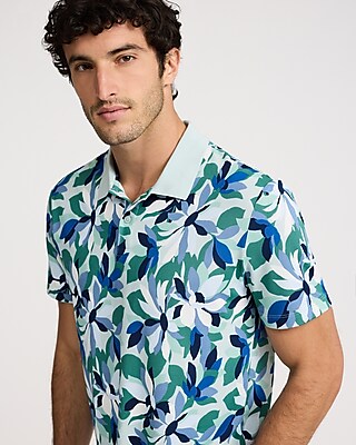 Abstract Floral Pique Everyday Performance Polo