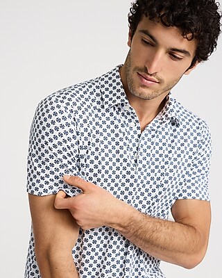 Mini Geo Printed Pique Everyday Performance Polo
