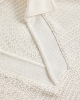 Classic Fit Textured Knit Johnny Collar Polo