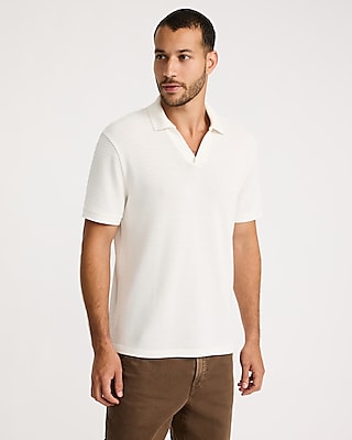 Classic Fit Textured Knit Johnny Collar Polo