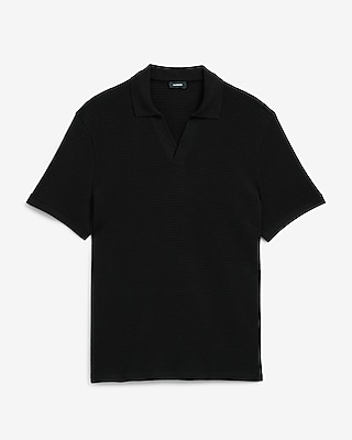 Classic Fit Textured Knit Johnny Collar Polo