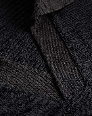 Classic Fit Textured Knit Johnny Collar Polo