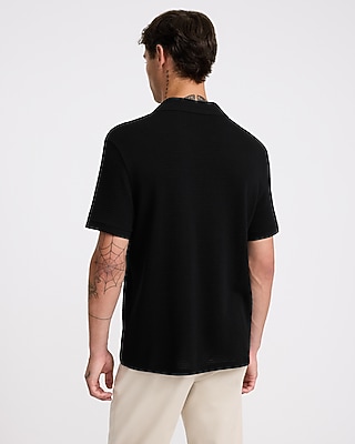 Classic Fit Textured Knit Johnny Collar Polo