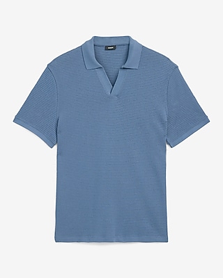 Classic Fit Textured Knit Johnny Collar Polo