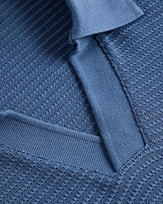 Classic Fit Textured Knit Johnny Collar Polo