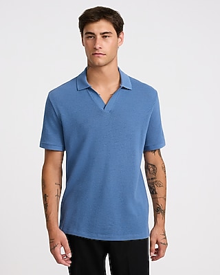 Classic Fit Textured Knit Johnny Collar Polo