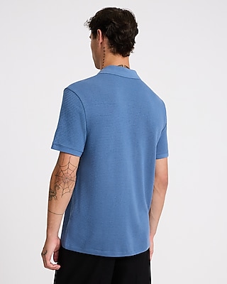 Classic Fit Textured Knit Johnny Collar Polo
