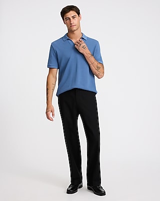 Classic Fit Textured Knit Johnny Collar Polo