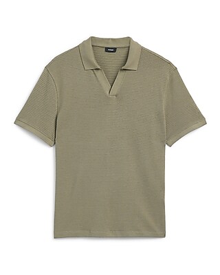 Classic Fit Textured Knit Johnny Collar Polo