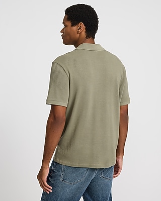 Classic Fit Textured Knit Johnny Collar Polo