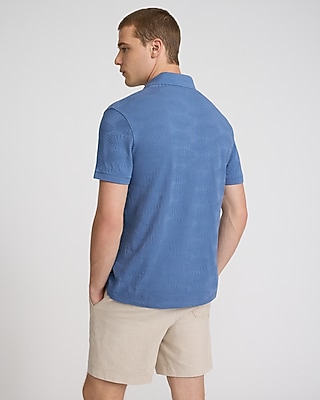 Textured Palms Cotton-Blend Polo