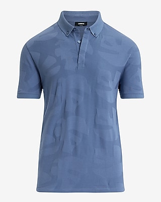 Palm Print Cotton-Blend Jacquard Polo
